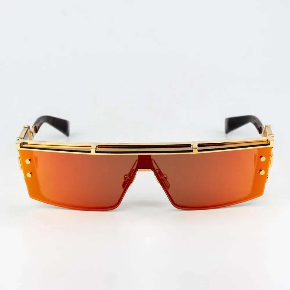 Balmain Men Sunglasses Gold Red Mirror Shield WONDER BOY - III BPS-127C-145